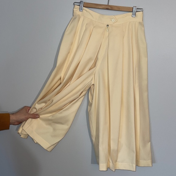 Vintage Infinitif Palazzo Virgin Wool High Rise Pleated Pants with Side Slits - Picture 3 of 9